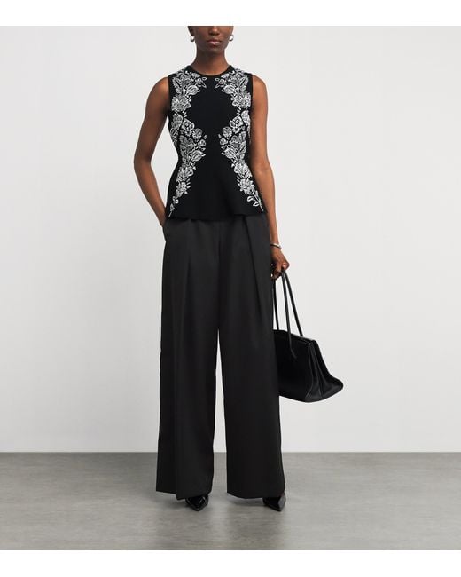Claudie Pierlot Black Pleated Wide-Leg Trousers