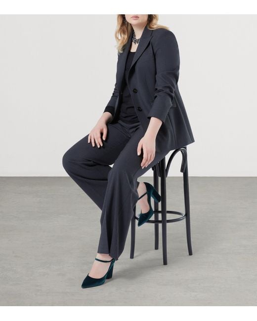 Marina Rinaldi Blue Virgin Wool Goloso Tailored Trousers