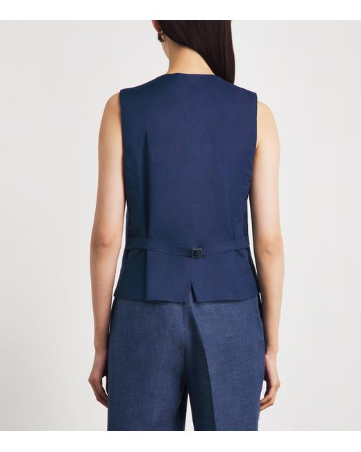 Polo Ralph Lauren Blue Linen-Cotton Waistcoat