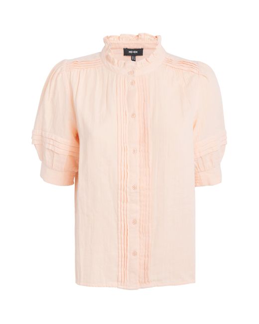 ME+EM Pink Cotton Ruffle Blouse
