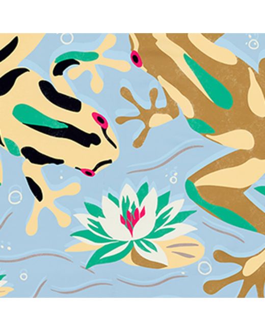 Loewe Blue X Paula's Ibiza Silk Frog Print Scarf