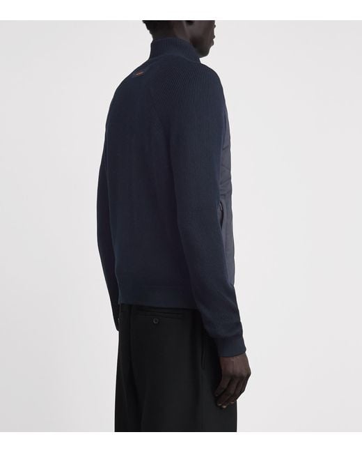 Sease Blue Virgin Wool-Shell Bomber Jacket for men
