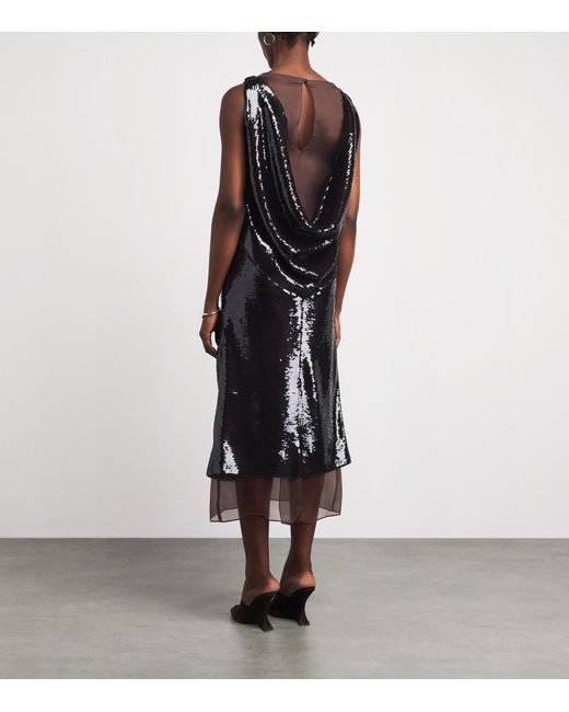 Esse Studios Black Sequin Luminessa Midi Dress