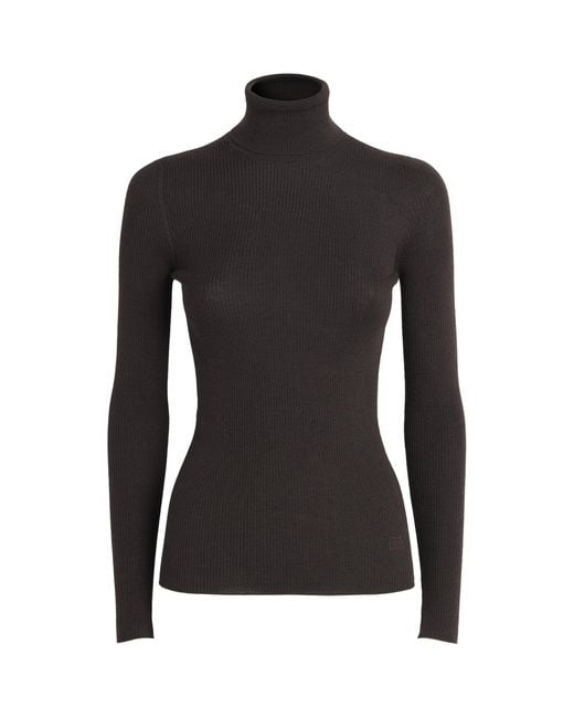 Agnona Black Wool-Silk-Cashmere Rollneck Sweater
