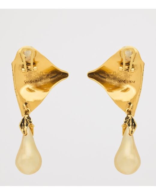 Saint Laurent Metallic Faux Pearl Cassandra Earrings for men