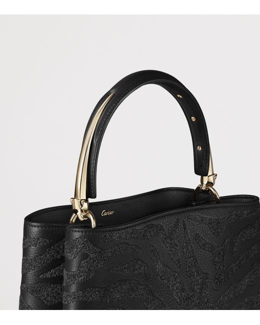 Cartier Black Calfskin Panthère De Top-Handle Bag