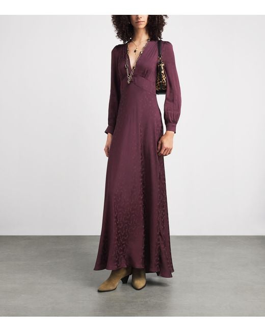 Rixo Purple Jacquard Emory Maxi Dress