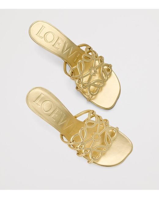 Loewe Natural X Paula's Ibiza Leather Petal Anagram Heeled Mules 45