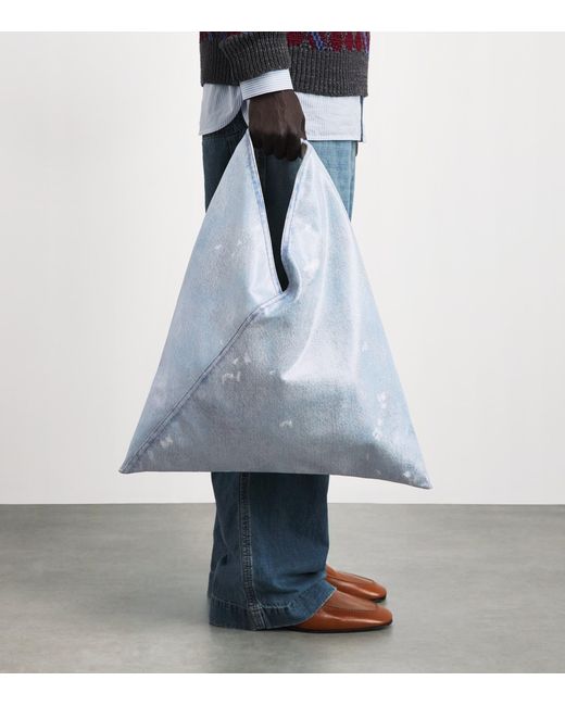 MM6 by Maison Margiela Blue Denim-Effect Classic Japanese Tote Bag for men