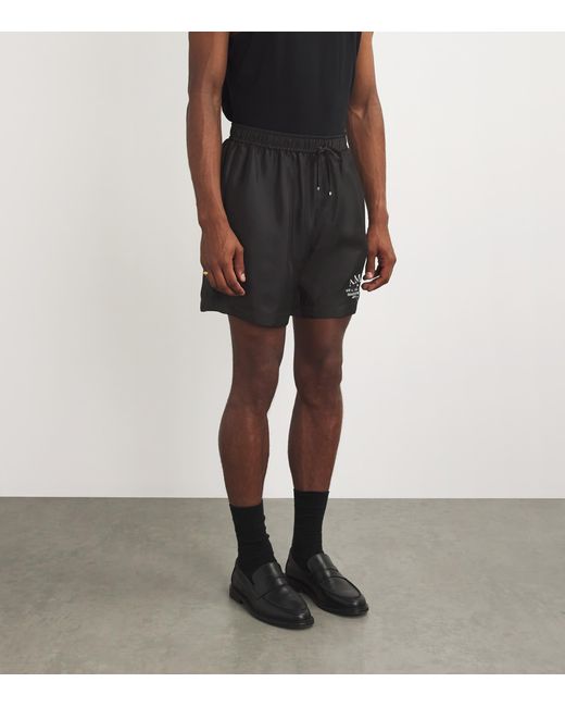 Amiri Black Silk Logo Shorts for men