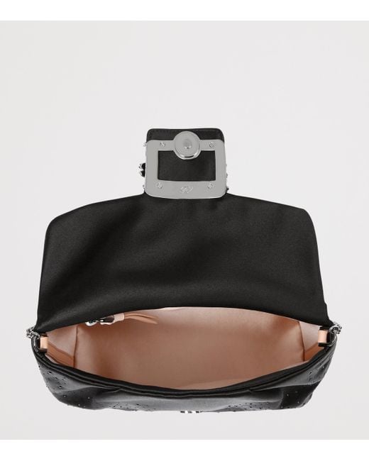 Roger Vivier Black Mini Satin Efflorescence Clutch Bag