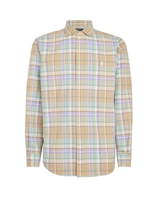 Polo Ralph Lauren White Cotton Check Polo Pony Shirt for men