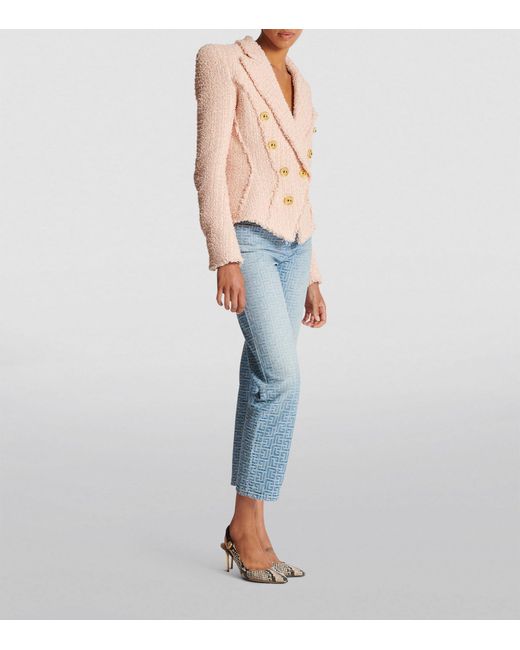 Balmain Tweed Madame Jolie Blazer in Pink Lyst UK