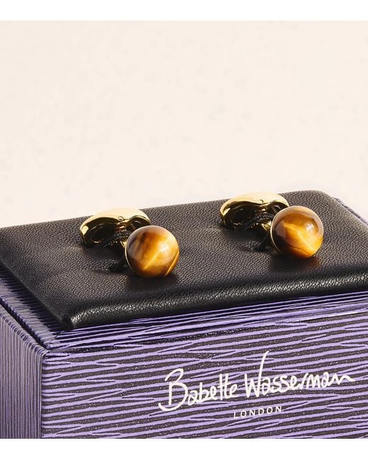 Babette Wasserman Natural Chakra Power Orb Tigers Eye Cufflinks for men