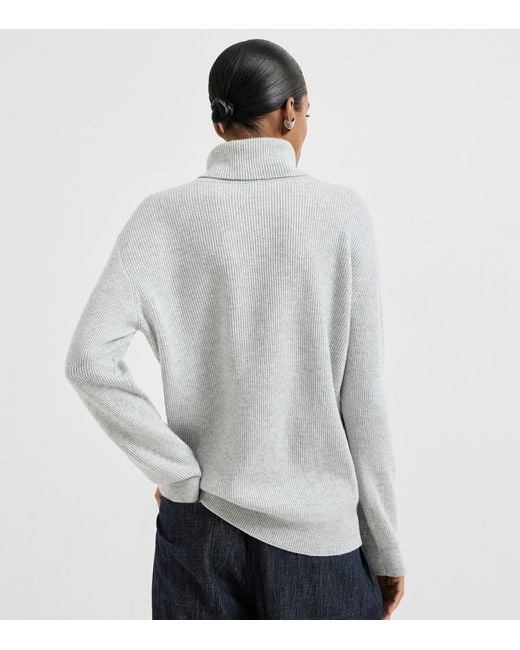 Brunello Cucinelli Gray Cashmere Rollneck Sweater