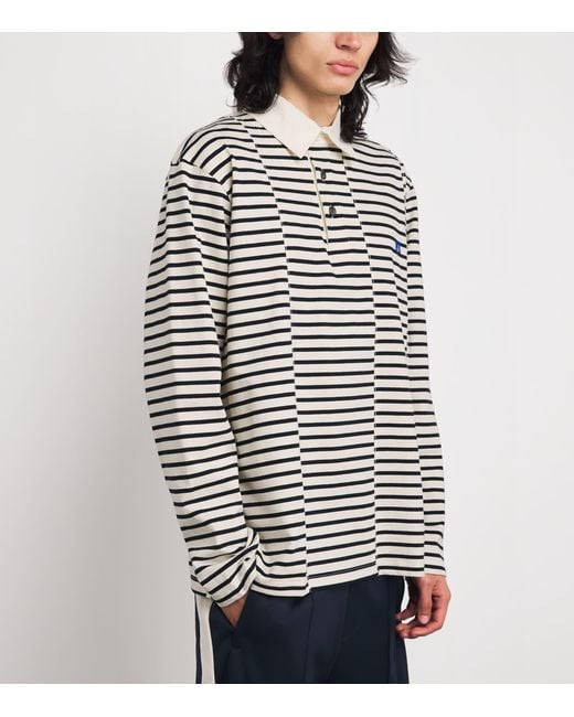 Wales Bonner Black Cotton Stripe City Polo Shirt for men