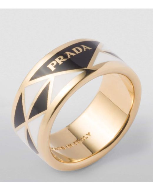 Prada Metallic Enamel Triangle Ring