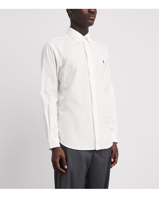 Polo Ralph Lauren White Cotton Seersucker Custom Fit Shirt for men