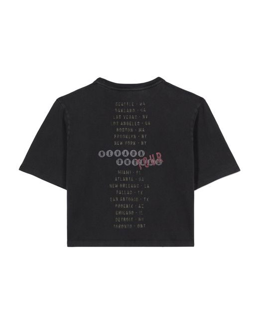 The Kooples Black Cotton Printed Cropped T-shirt