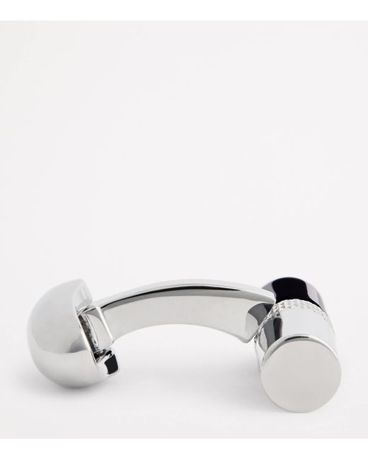 Babette Wasserman White Rhodium-Plated Stone Bar Cufflinks for men