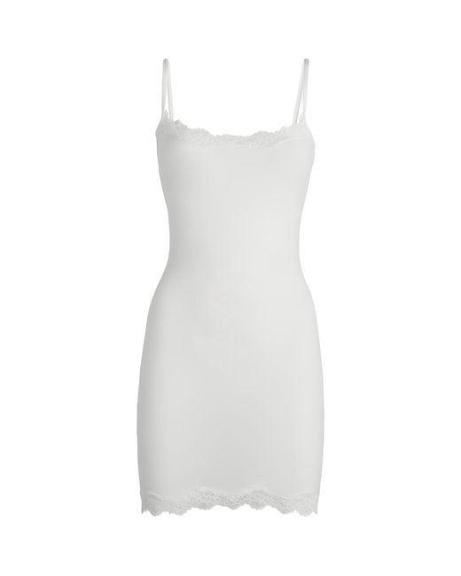 Skims White Fits Everybody Lace-trim Slip Dress