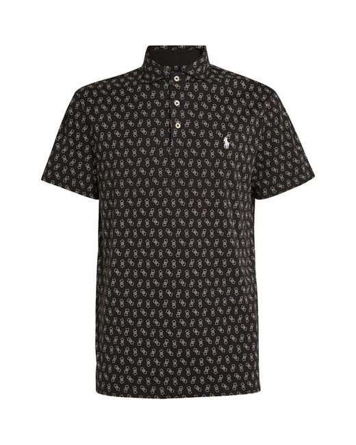 RLX Ralph Lauren Black Cotton Patterned Polo Shirt for men