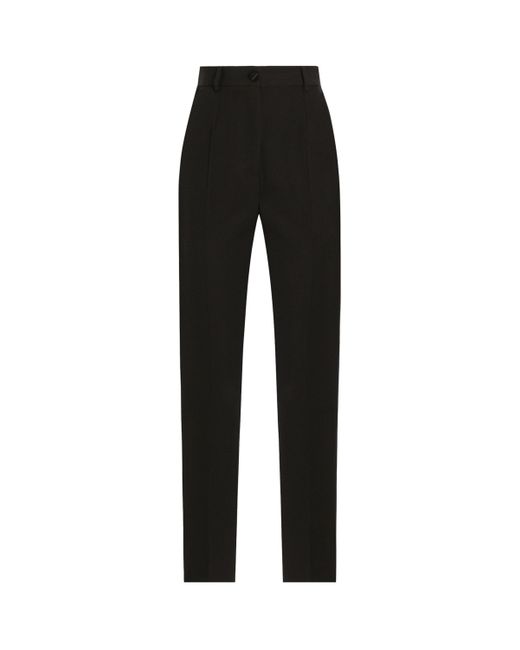 Dolce & Gabbana Black Virgin Wool-Blend Tuxedo Trousers