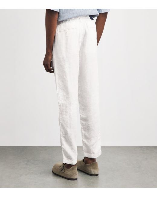 Polo Ralph Lauren White Linen Drawstring Prepster Trousers for men