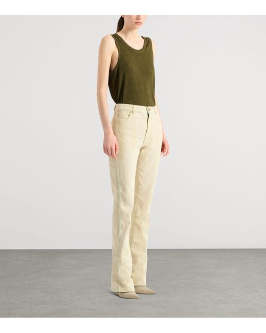 Balmain Natural High-Waisted Faded Denim Jeans