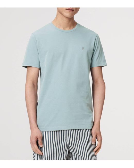 AllSaints Blue Organic Cotton Brace T-Shirt for men