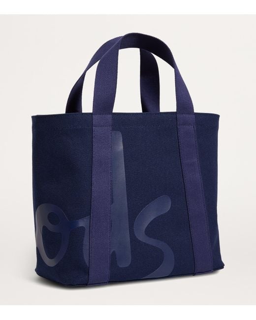 Harrods Blue Mini Cotton Logo Tote Bag