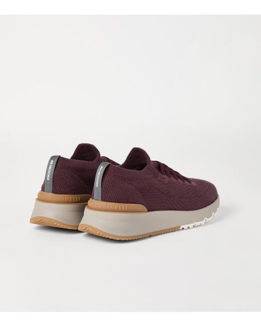 Brunello Cucinelli Brown Cotton Knitted Sneakers for men