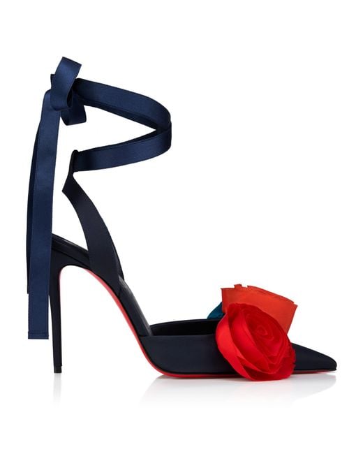Christian Louboutin Blue Mere Lachaise Silk Lace-Up Pumps 100