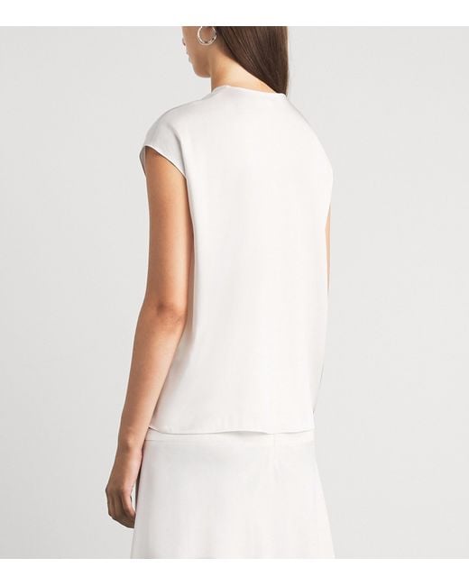 Vince White Silk-Blend Layered V-Neck Top