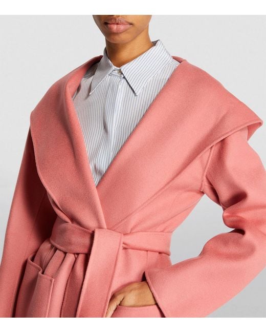 Max Mara Pink Wool Hooded Coat