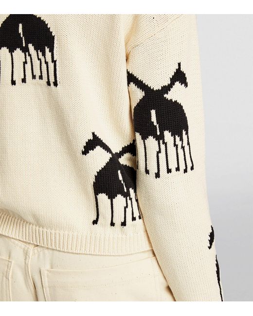 Max Mara White Jacquard Giraffe Sweater