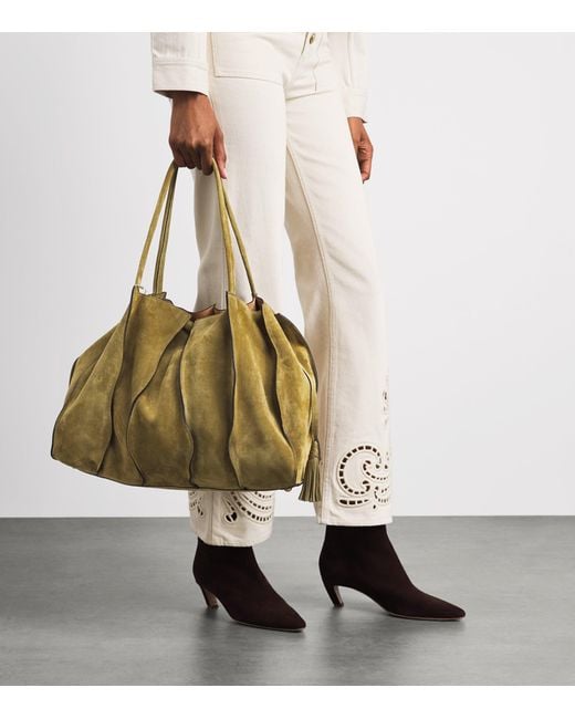 Ulla Johnson Green Suede Adria Tote Bag