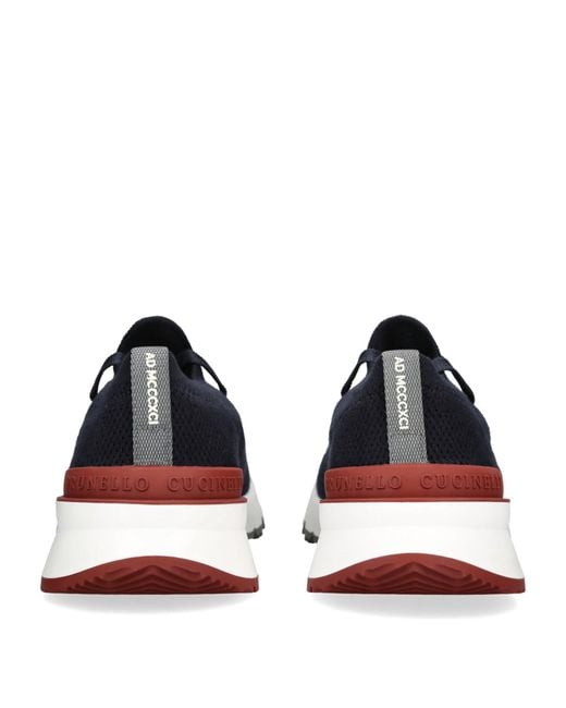 Brunello Cucinelli Blue Knitted Sneakers for men