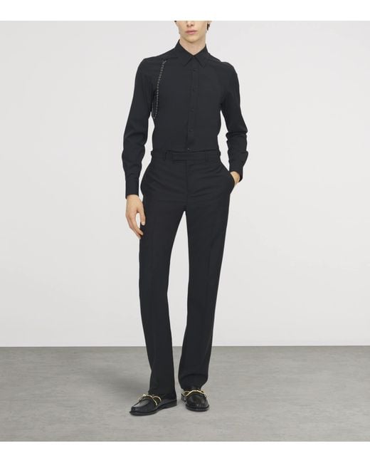 McQueen Blue Chain-Embellished Shirt for men