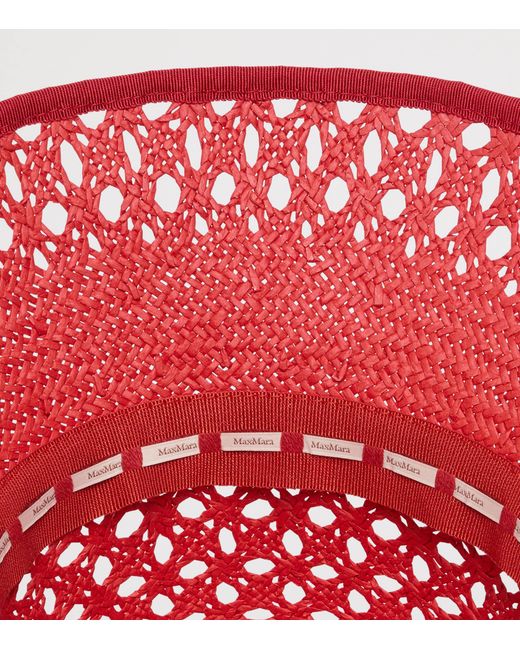Max Mara Red Woven Bucket Hat