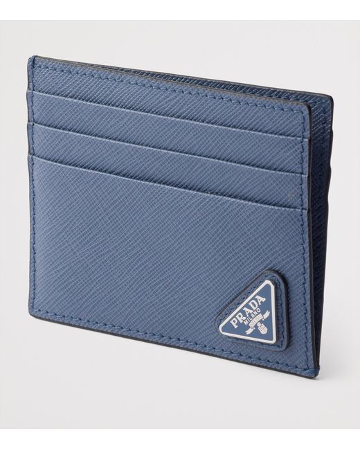 Prada Blue Saffiano Leather Card Holder for men