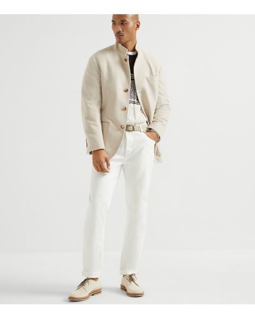 Brunello Cucinelli White Cashmere Coat for men
