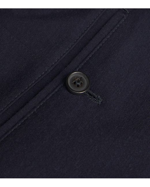 Isaia Blue Wool-Cashmere-Blend Drawstring Trousers for men