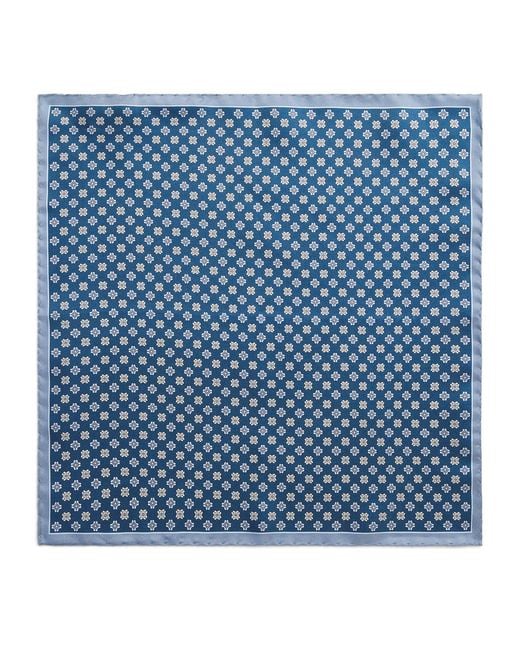 Canali Blue Silk Tile Print Pocket Square for men