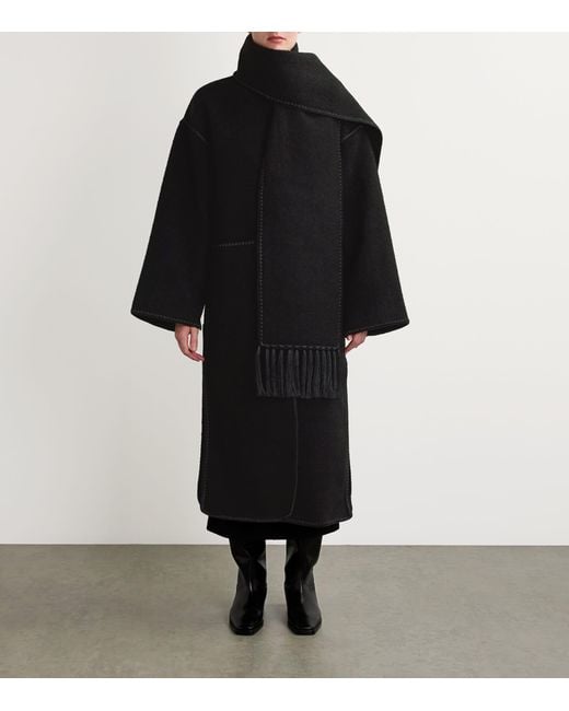 Totême  Black Wool-Blend Scarf Coat