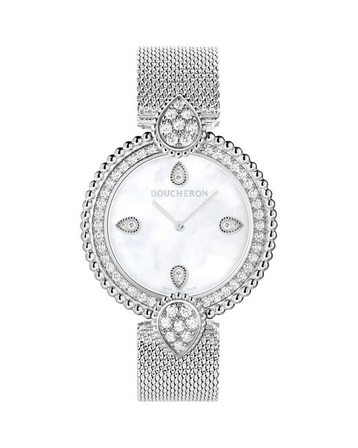 Boucheron Metallic Steel And Diamond Serpent Bohème Watch