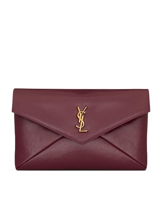 Saint Laurent Purple Large Leather Cassandre Envelope Pouch