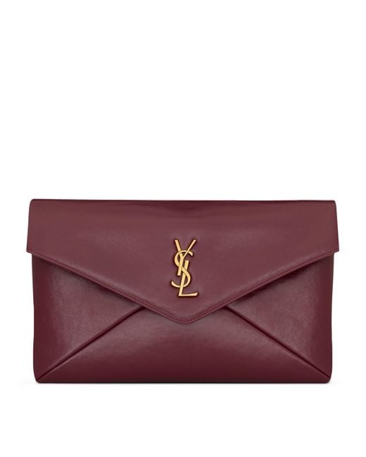 Saint Laurent Purple Large Leather Cassandre Envelope Pouch