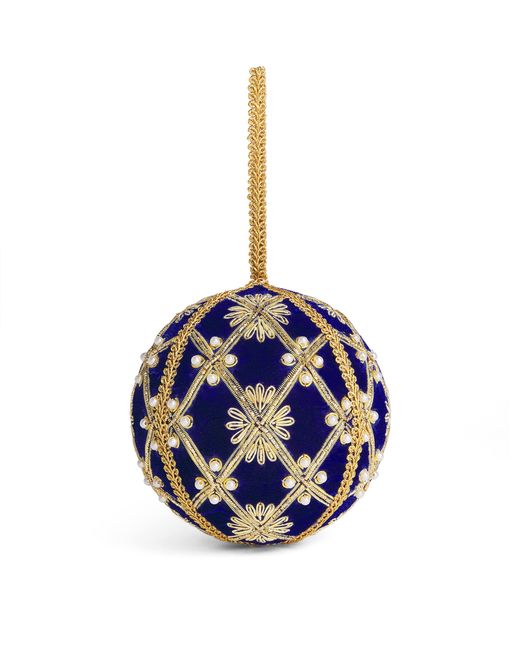 Harrods Blue Velvet And Lace And Faux Pearl-Embellished Bauble