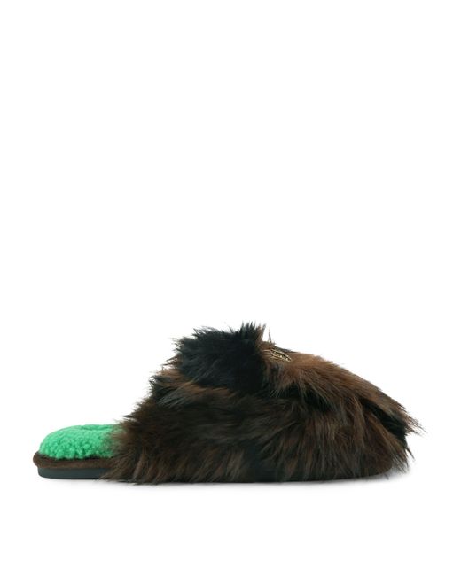 Kurt Geiger Black Faux Fur Kensington Slippers